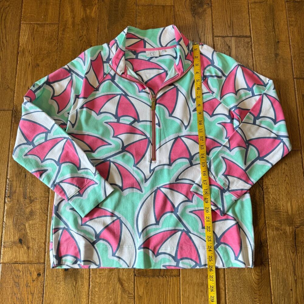 Crown & Ivy Beach Half Zip Shirt XL & Capri L Mint Pink Umbrella Active Wear Set - Picture 10 of 13